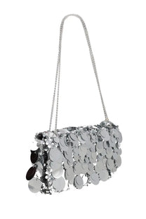 Rabanne womens borsa sparkle baguette silver clutch bag with silver sequins and a chain strap
