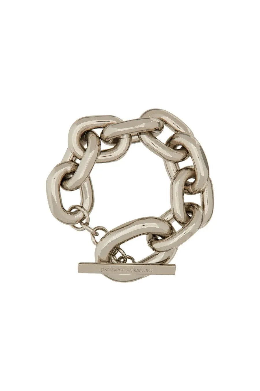 Rabanne women’s bracciale xl link silver chunky chain bracelet with polished silver finish and rectangular toggle clasp