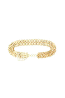 Rabanne Women’s Cintura gold chain belt with gold-toned woven interlocking link design and small clasp mechanism