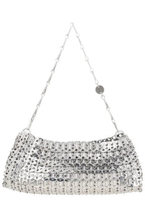 Rabanne women’s clutch silver metallic chain-link handbag with distinctive layered cascading design