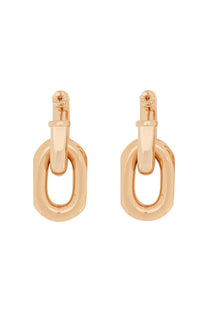 Rabanne women’s rose gold hoop earrings with sleek modern interlocking oval links design