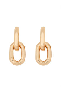 Rabanne women’s gold-toned hoop earrings with sleek modern interlocking oval links design