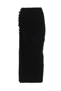 Rabanne women’s gonna midi black high-waisted skirt with ruched side panel and button detailing