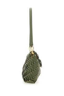Rabanne women’s olive green leather handbag with scalloped layered design and gold tone hardware