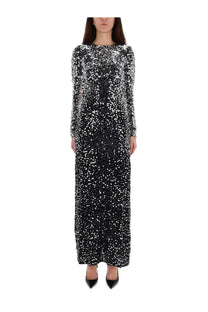 Rabanne women’s long dress black black and silver sequined long-sleeved floor-length gown