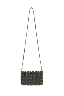 Rabanne women’s nano flip bag black leather crossbody with gold-tone chain-link and shoulder strap hardware