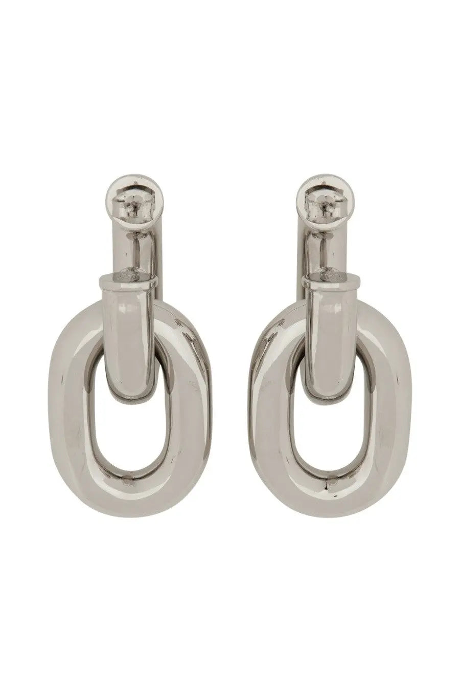 Rabanne women’s orecchini doppio cerchio xl link silver minimalist silver-toned hoop earrings with polished metal finish