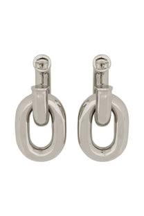 Rabanne women’s orecchini doppio cerchio xl link silver minimalist silver-toned hoop earrings with polished metal finish