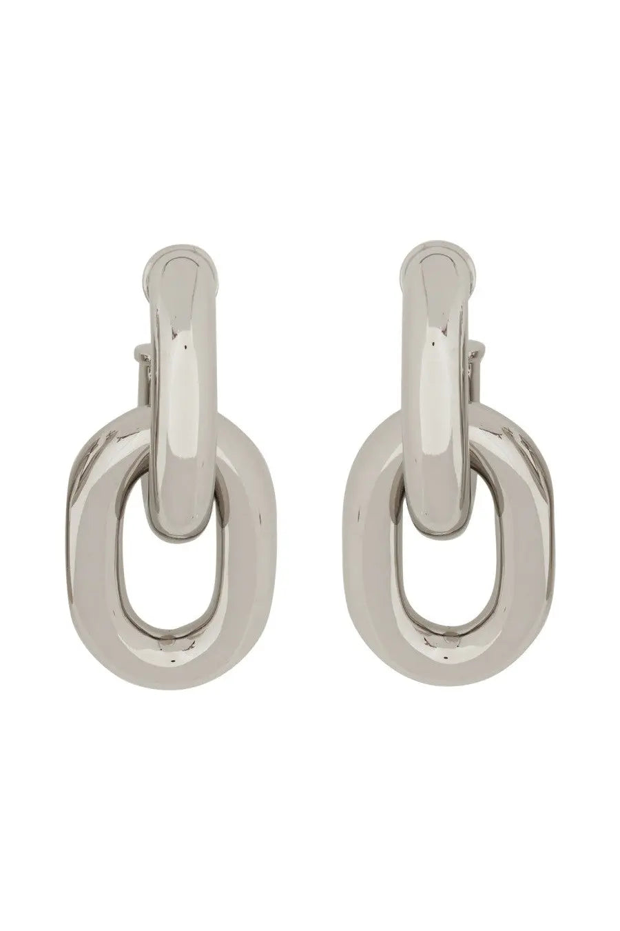 Rabanne women’s orecchini doppio cerchio xl link silver minimalist silver-toned hoop earrings with polished geometric design