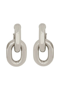 Rabanne women’s orecchini doppio cerchio xl link silver minimalist silver-toned hoop earrings with polished geometric design