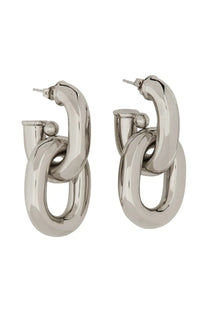 Rabanne women’s orecchini doppio cerchio xl link silver chunky silver-toned hoop earrings with bold chain-link design