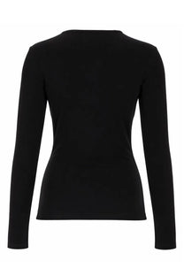 Rabanne women’s black long-sleeved top with simple fitted design and button details for stylish wear