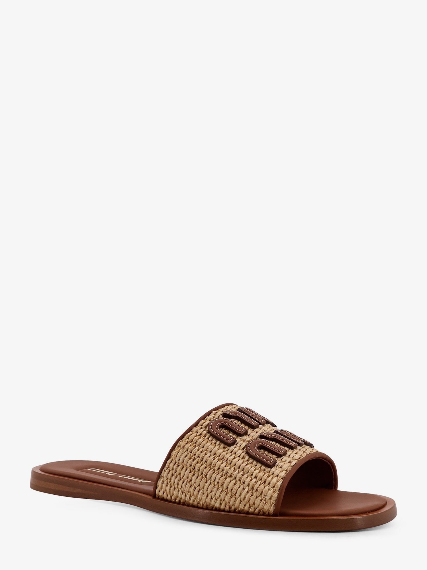 Miu Miu Women's Raffia and Leather Sandals White