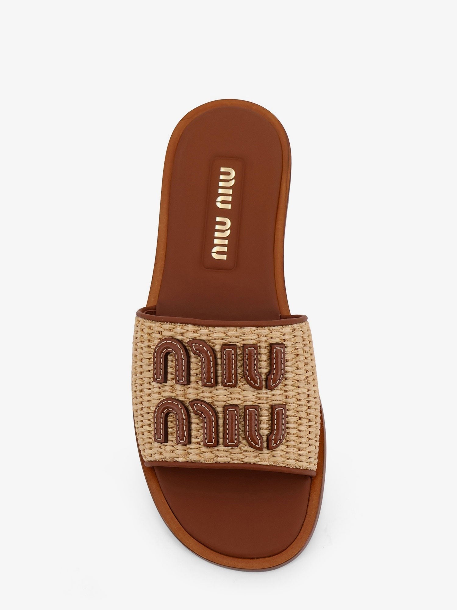 Miu Miu Women's Raffia and Leather Sandals White