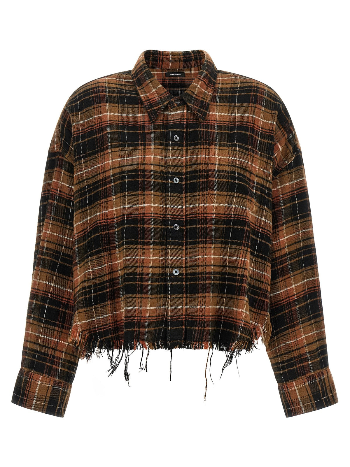R13 Raw Cut Cropped Shirt Brown