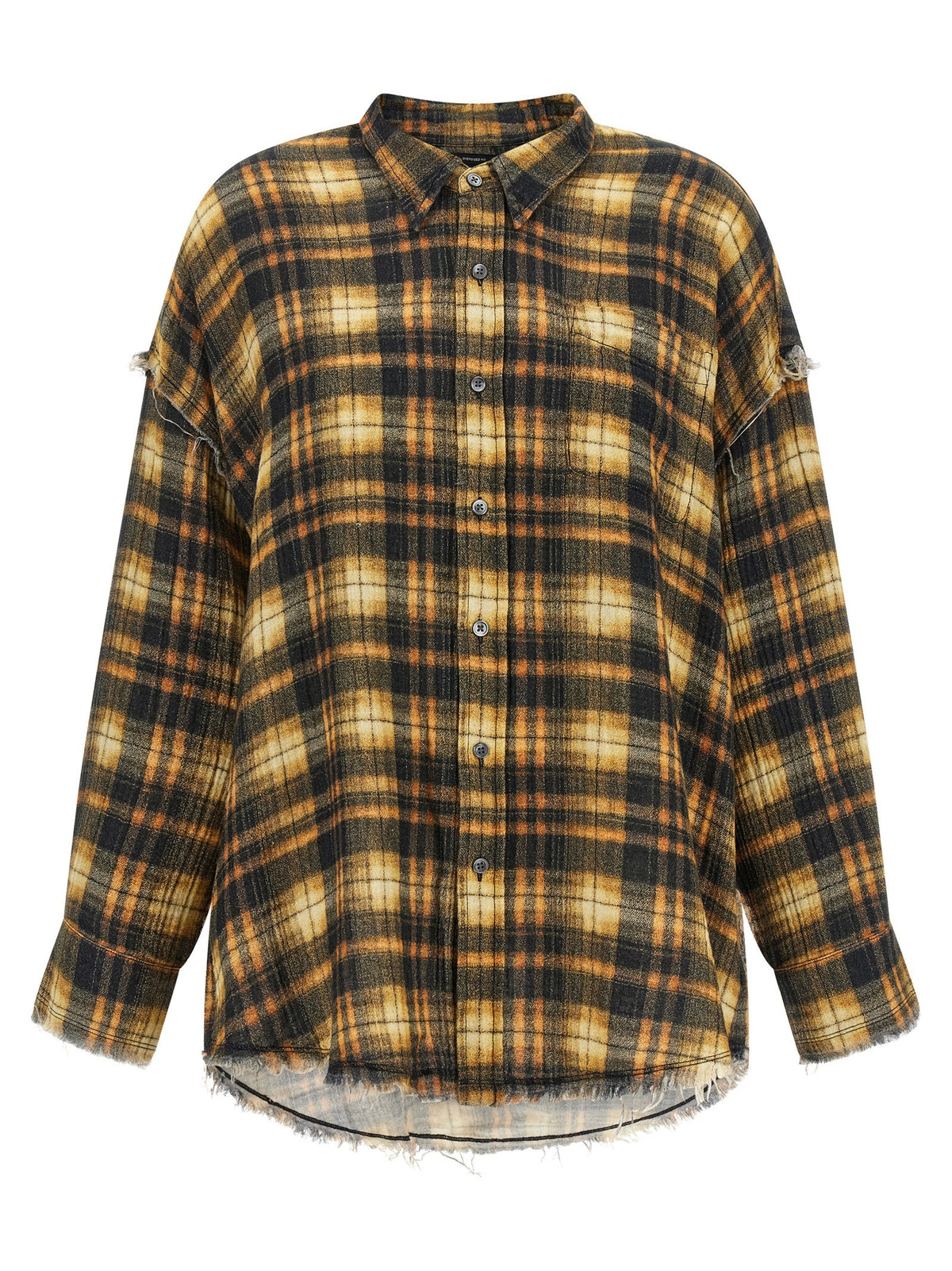 R13 Raw Cut Hem Shirt Brown