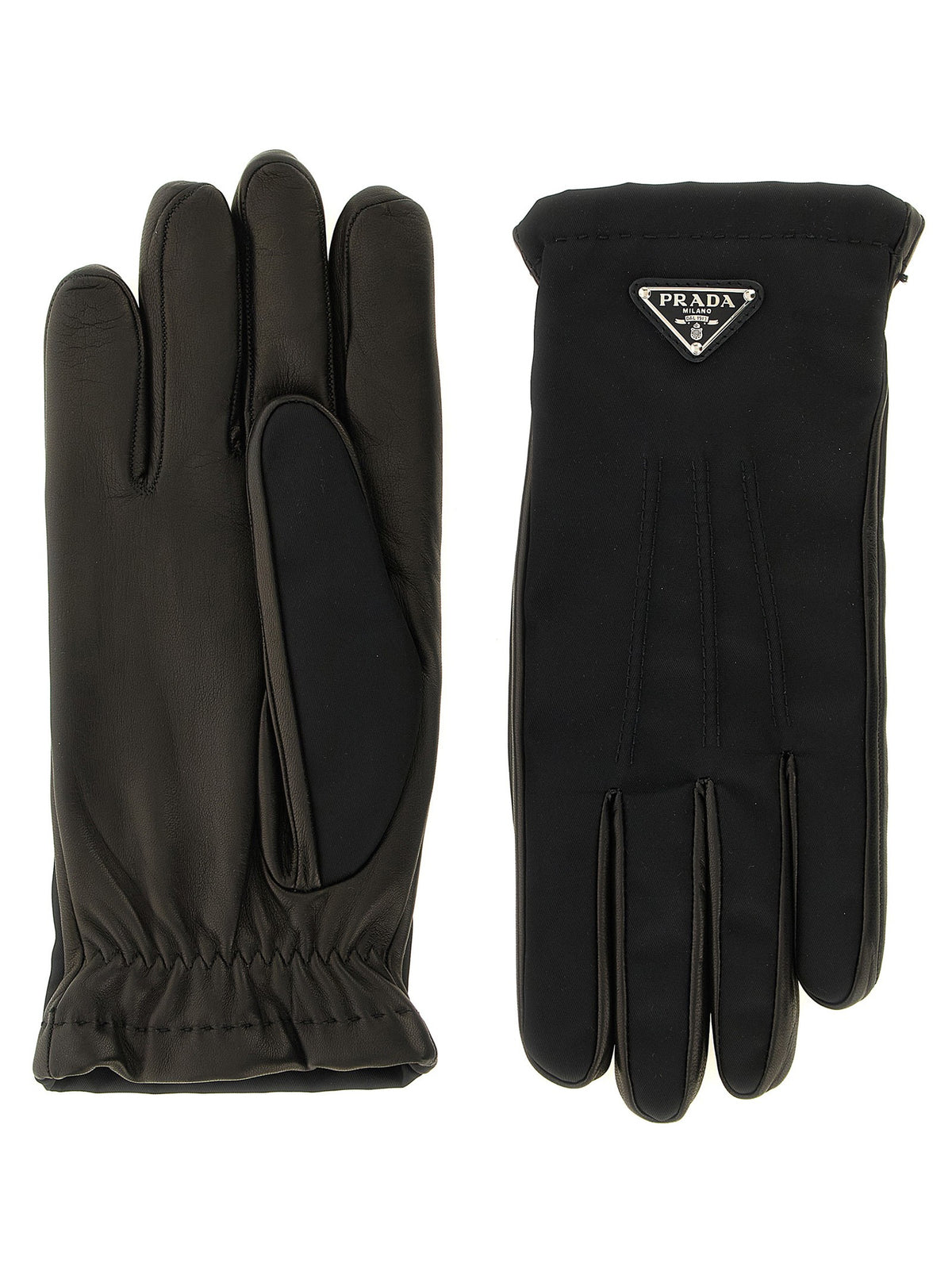 PRADA Re Nylon and Nappa Gloves Black