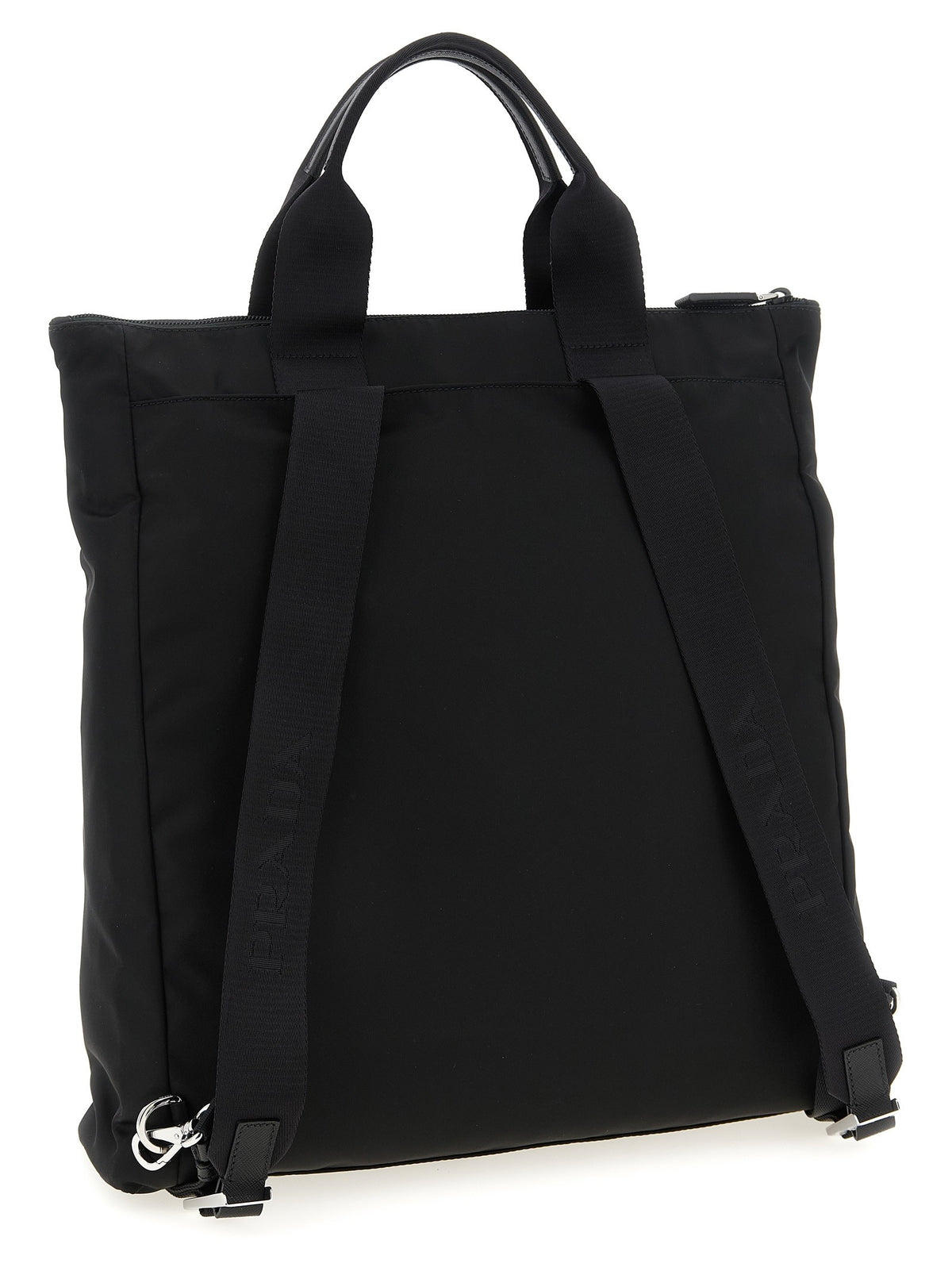 PRADA Re Nylon and Saffiano Backpack Shopping Bag Black