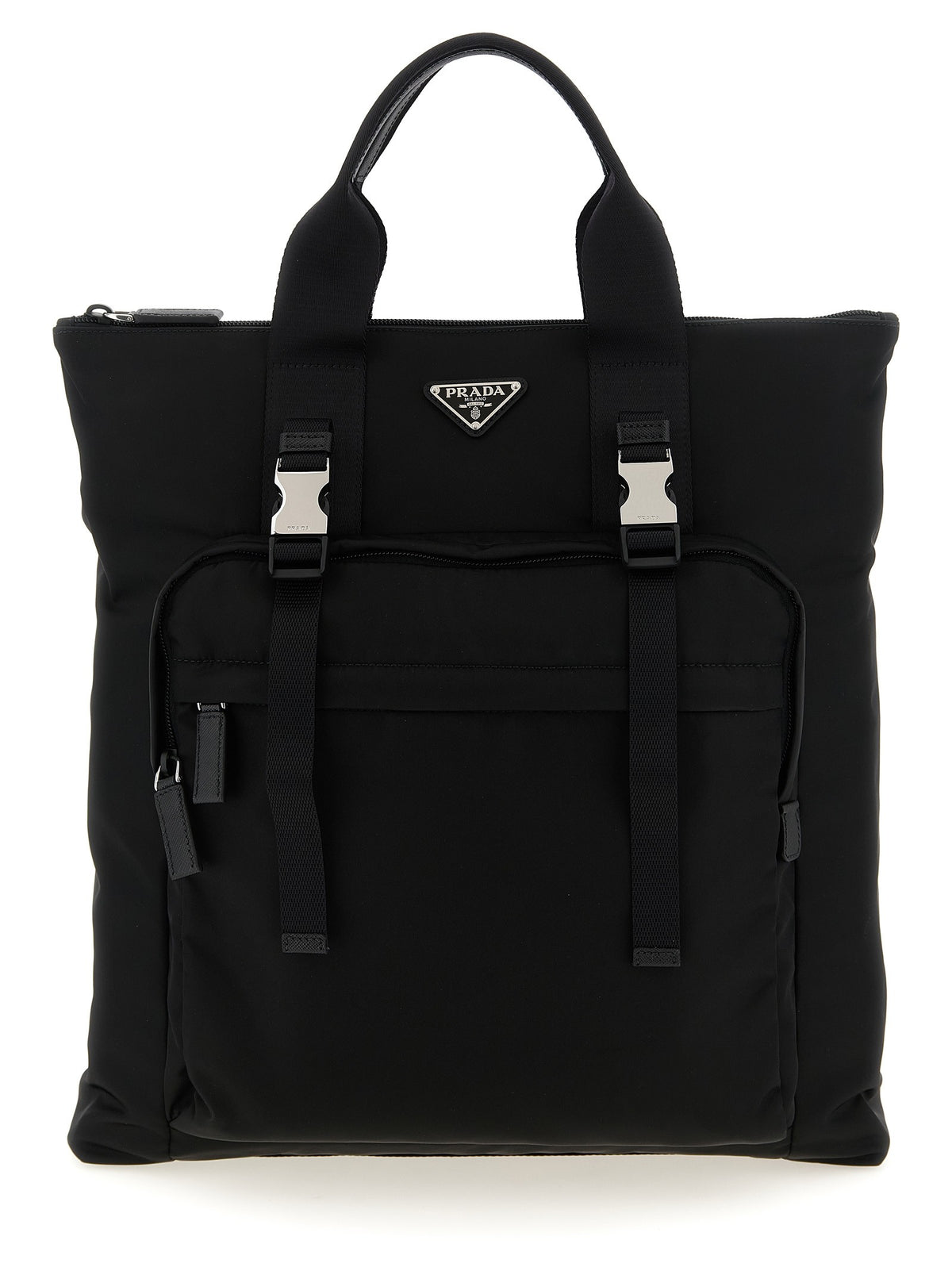 PRADA Re Nylon and Saffiano Backpack Shopping Bag Black
