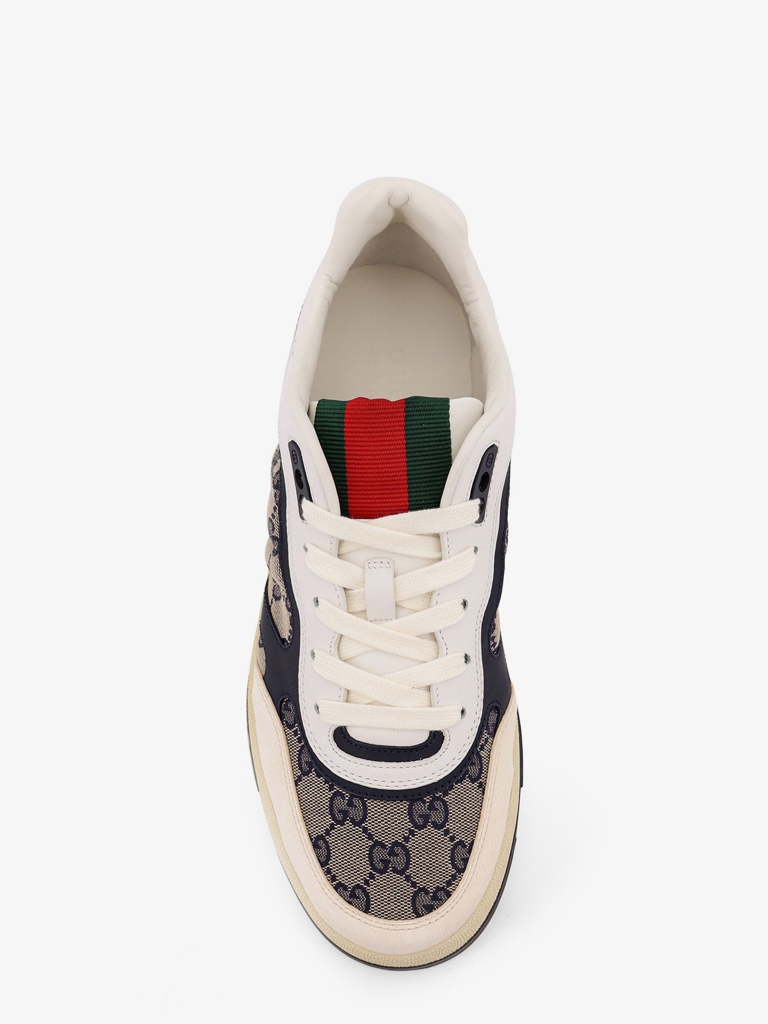 Gucci Men's Re Web GG Original Fabric and Suede Sneakers White