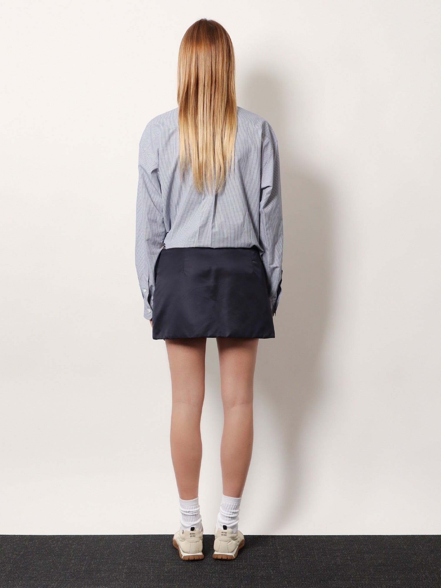 Miu Miu Women's Nylon and Fleece Skirt Blue