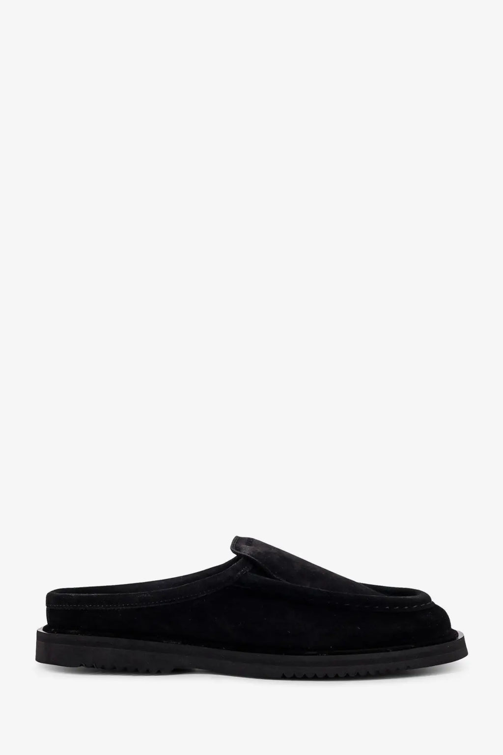 Reference men’s the canoa resort black suede mule slip-on loafer with chunky rubber sole for casual wear