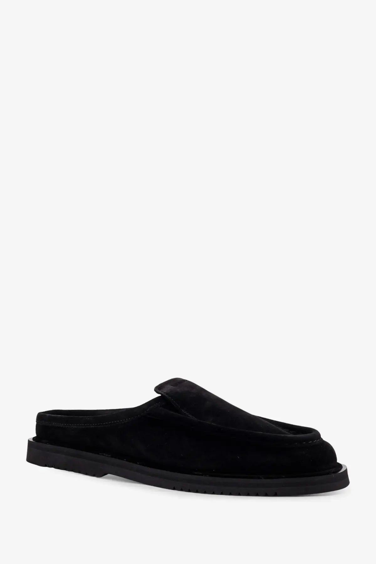 Black suede mule slip-on loafer with thick rubber sole from reference mens the canoa resort suede sabot black
