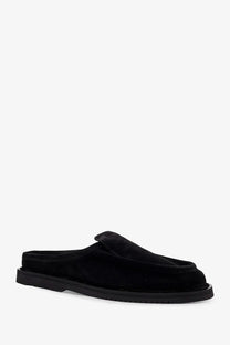 Black suede mule slip-on loafer with thick rubber sole from reference mens the canoa resort suede sabot black