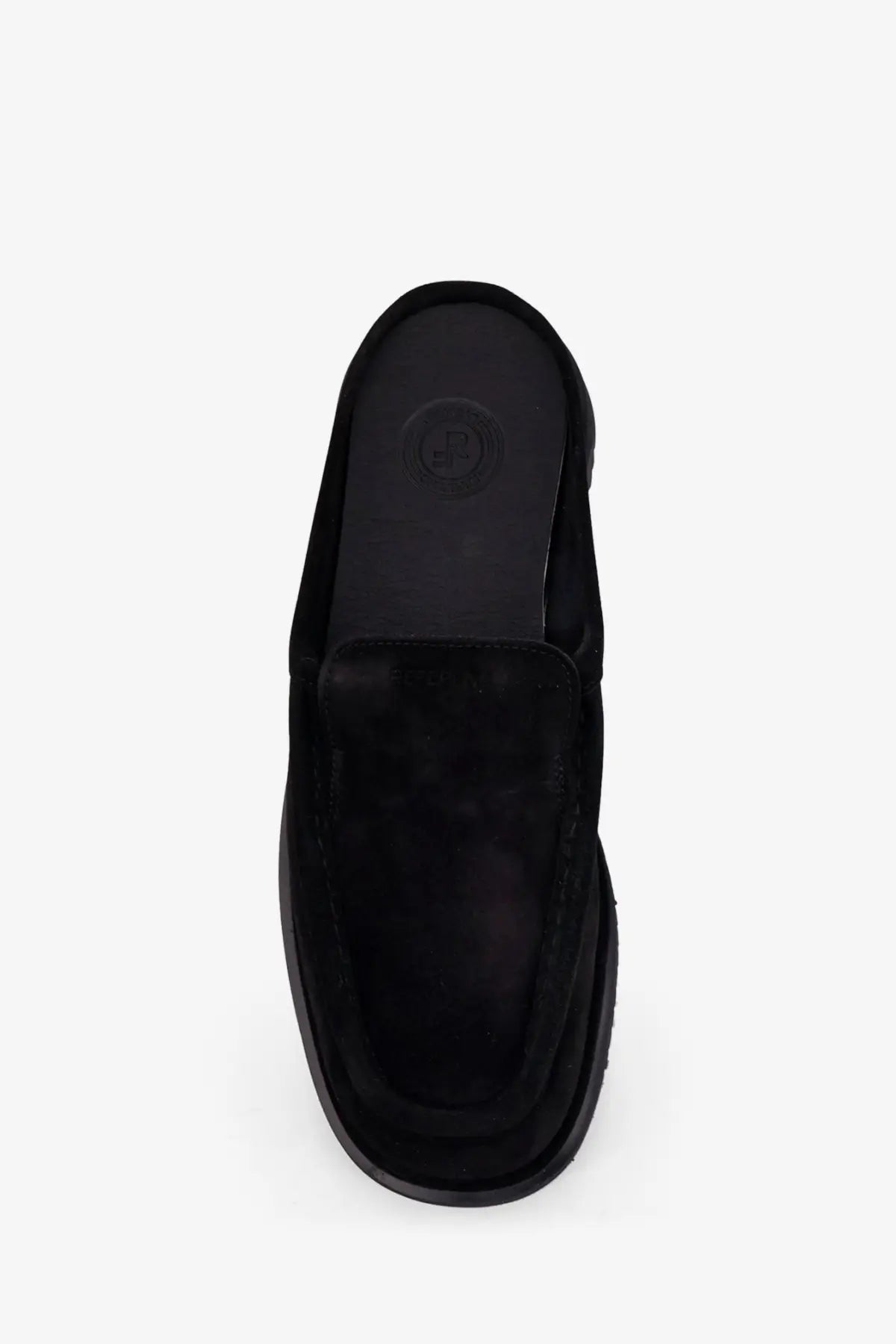 Black suede slip-on loafer with a thick chunky sole from reference mens the canoa resort suede sabot black