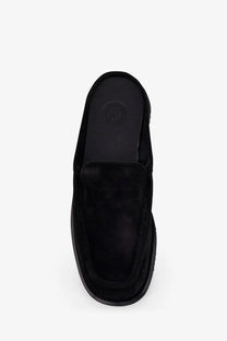 Black suede slip-on loafer with a thick chunky sole from reference mens the canoa resort suede sabot black