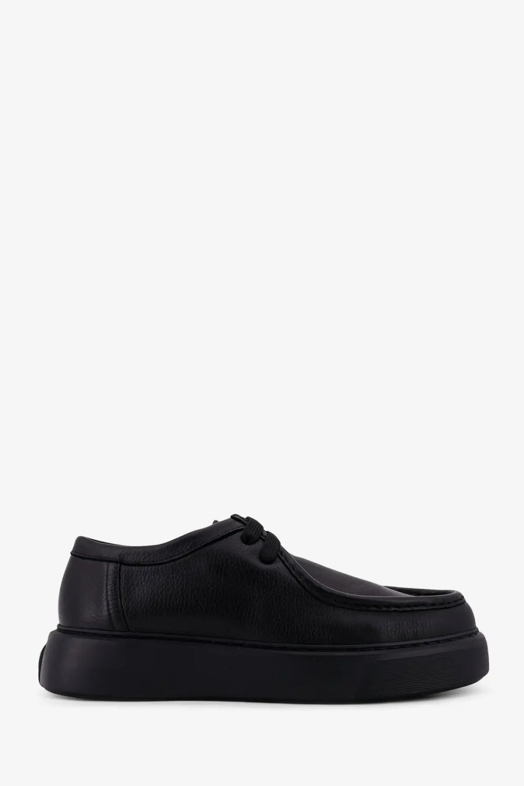 Black leather lace-up men’s fernabee shoe with thick chunky sole ideal for casual and formal wear