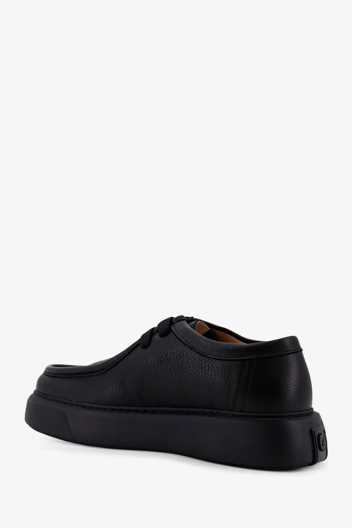 Black leather lace-up men’s shoe with thick platform sole from reference fernabee collection