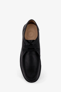 Reference men’s fernabee black leather lace-up shoe with rounded toe and thick sole for durable daily wear