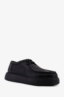 Black leather men’s fernabee lace-up sneaker with chunky sole designed for style and comfort