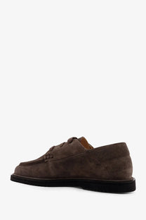 Brown suede loafer with black rubber sole and tan lining from reference men’s the tahoe resort suede lace beige collection