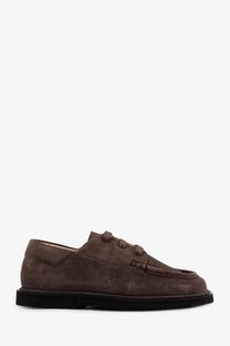 Brown suede loafers with classic moccasin design and black rubber sole from reference mens the tahoe resort suede lace beige