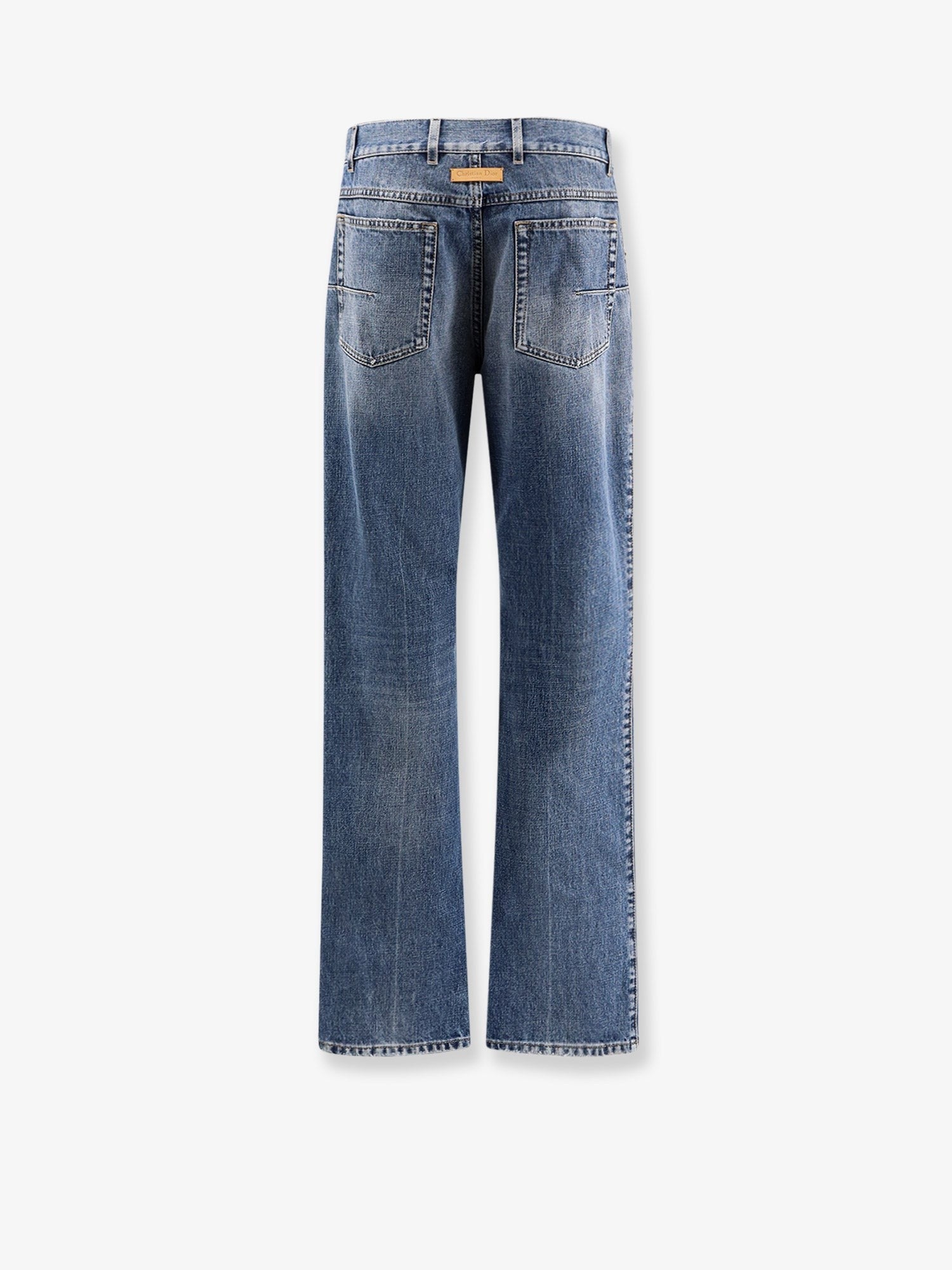 Dior Women's Regular Fit Stone Washed Denim Jeans Blue