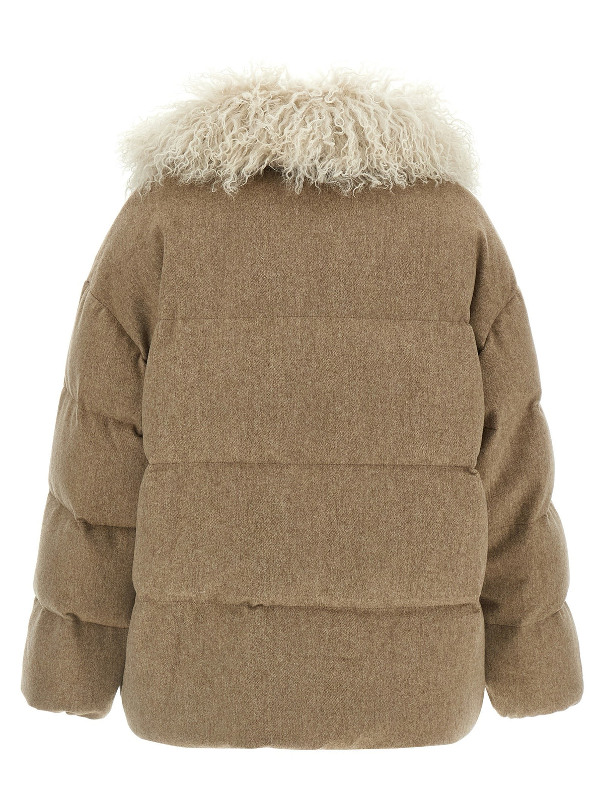 Yves Salomon Army Removable Insert Down Jacket Beige, view 2