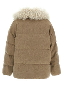 Yves Salomon Army Removable Insert Down Jacket Beige, view 2