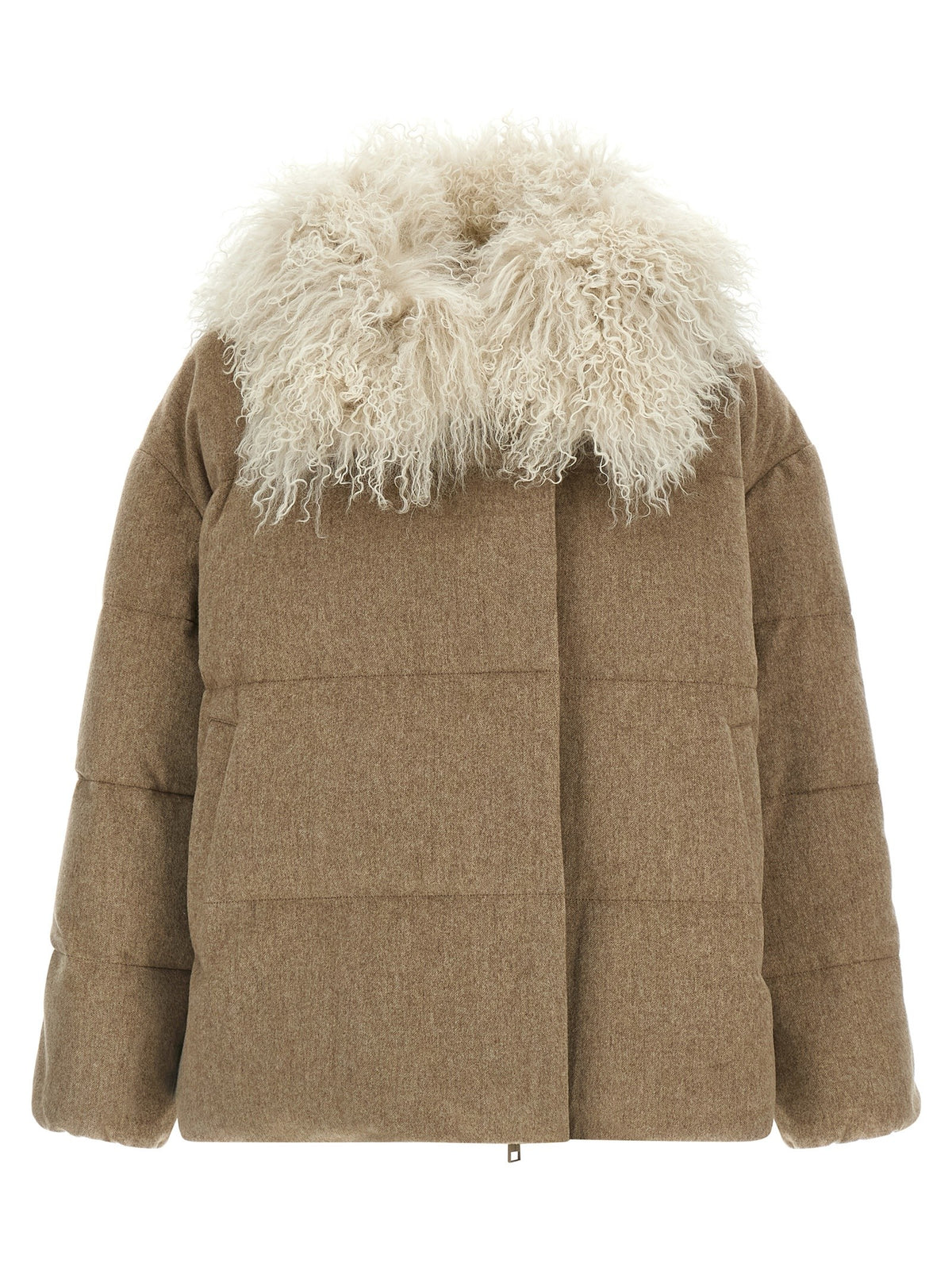 Yves Salomon Army Removable Insert Down Jacket Beige