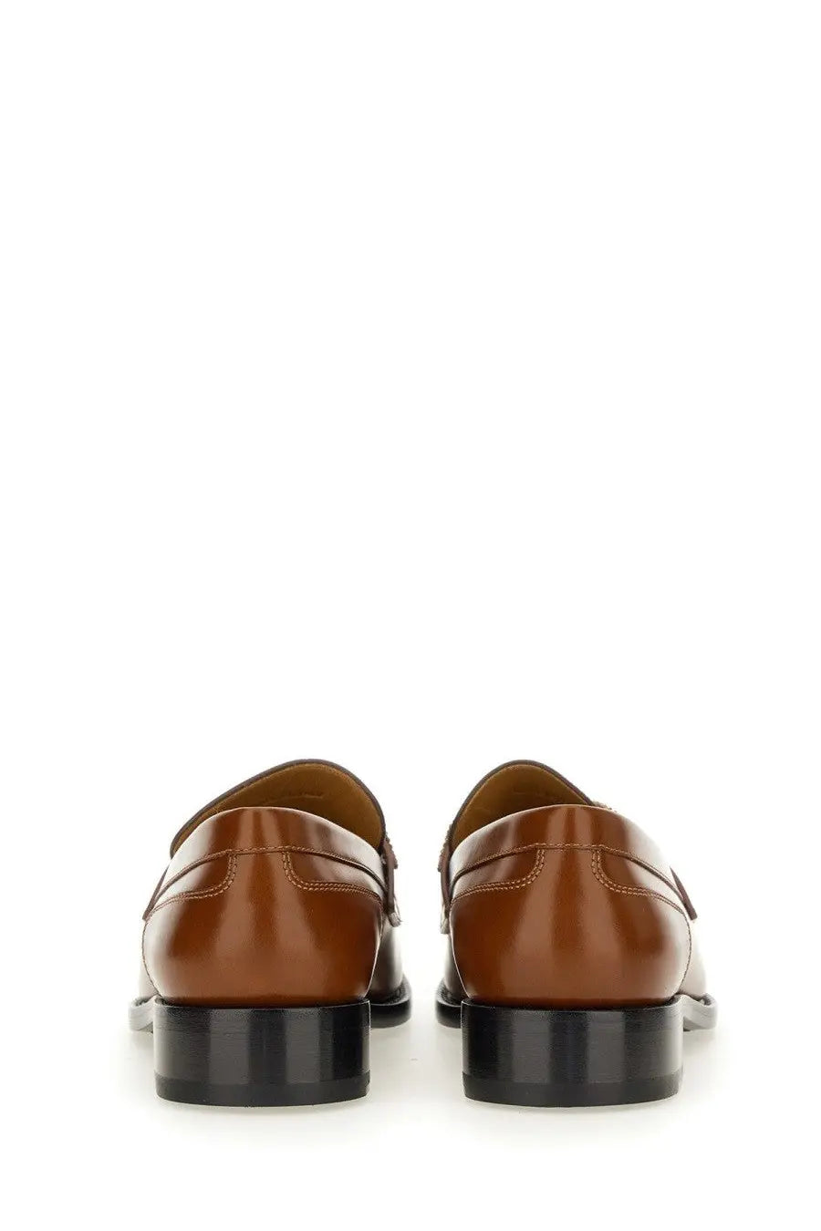 Rene Caovilla women’s beige leather loafers with polished finish and black rubber soles