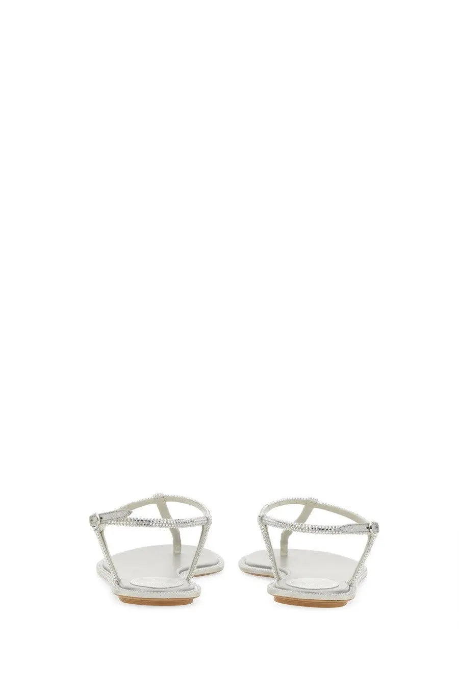 Rene Caovilla women’s sandal Diana silver silver t-strap flat sandal with sparkling beaded design