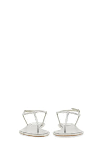 Rene caovilla women’s silver thong sandals with delicate strappy design and sparkling rhinestones along straps and edges