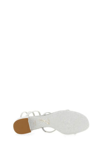 Rene Caovilla women’s sandalo Cleo silver strappy sandal with low heel and delicate crisscross design