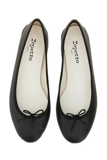 Repetto women’s ballerina cendrillon black patent leather flats with small bow and branding on the insole