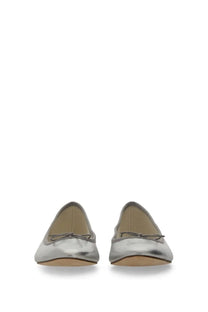 Repetto women’s ballerina cendrillon silver metallic ballet flats with small bow at the toe