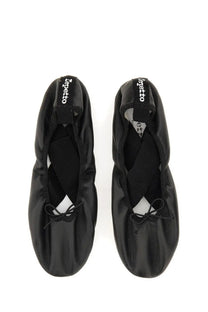 Repetto women’s ballerina Gianna black flat with sleek smooth leather and elasticated ankle straps