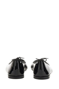 Repetto women’s ballerina lili black patent leather ballet flats with white toe caps and black laces