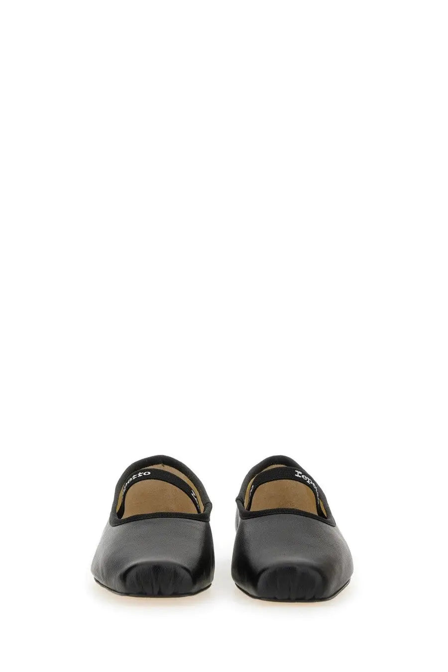 Repetto women’s ballerina Lisbeth black leather flat shoes with sleek minimalist design and subtle inner strap branding