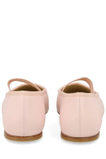 Pair of blush pink leather ballet flats with thin strap across instep from Repetto women’s ballerina Lisbeth blue collection